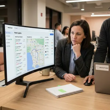 Care management software dashboard for healthcare logistics