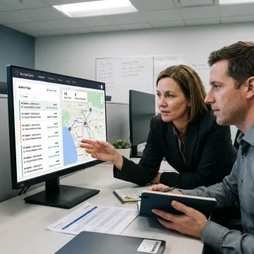 Healthcare team using care management software dashboard