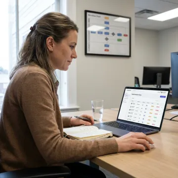 Healthcare coordinator arranging home medical transportation