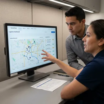 Healthcare logistics team coordinating medical deliveries