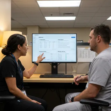 Care team coordinating patient logistics on a healthcare platform