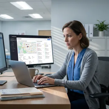Healthcare team scheduling medical transportation on a digital platform