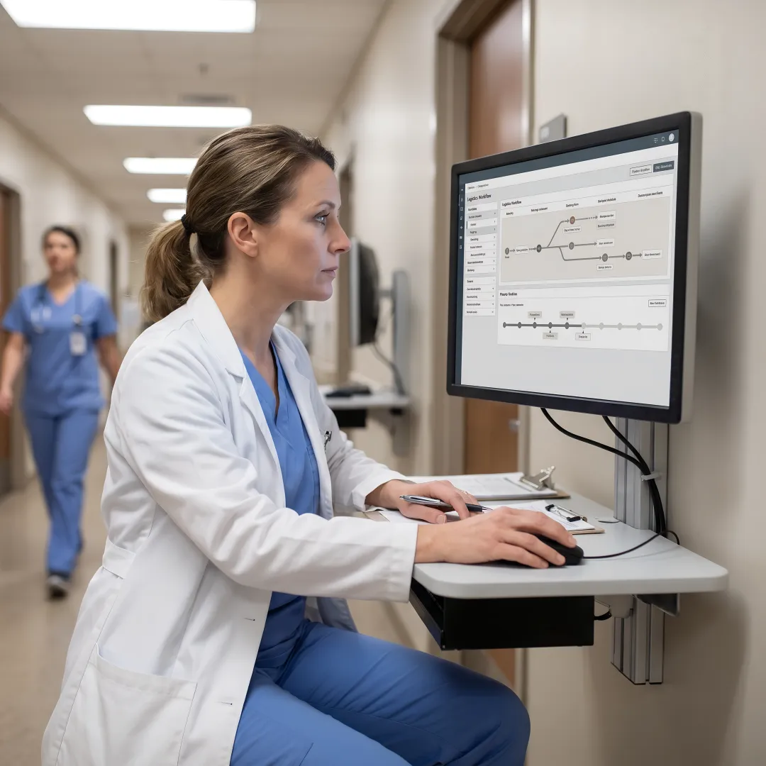 EHR-embedded patient logistics workflow on a healthcare platform
