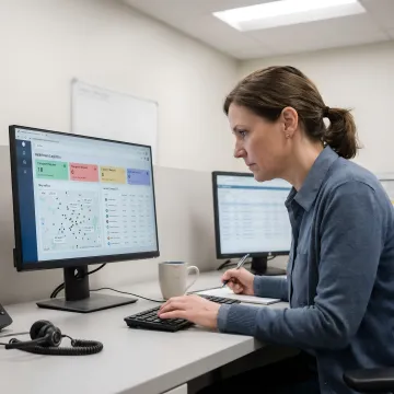Medical transport scheduling workflow on a healthcare logistics dashboard