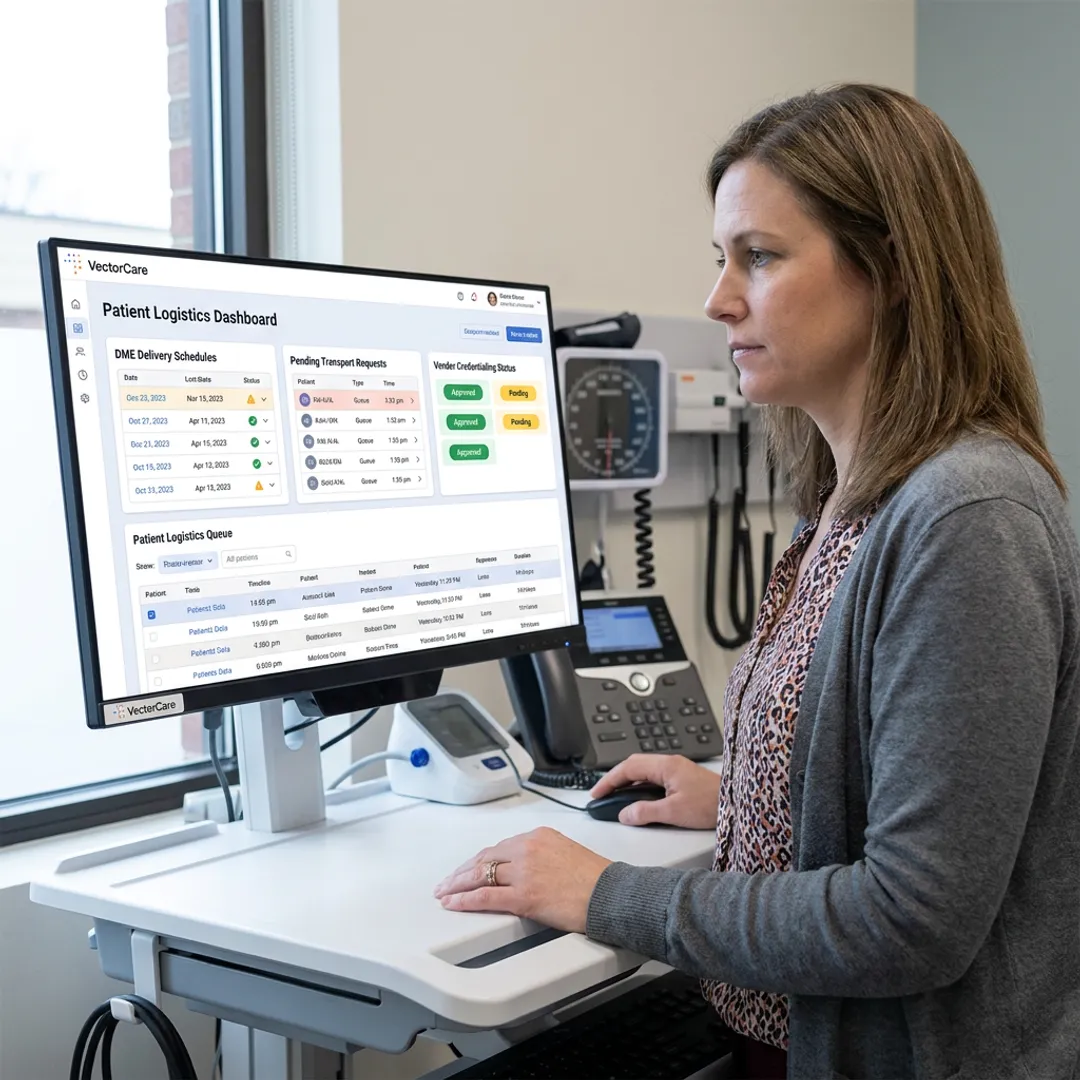 Healthcare team using equipment scheduling software
