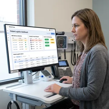 Healthcare team using equipment scheduling software