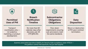 HIPAA Business Associate Agreement four required components for patient logistics vendors