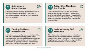 Four common EHR automation mistakes and prevention strategies side-by-side comparison