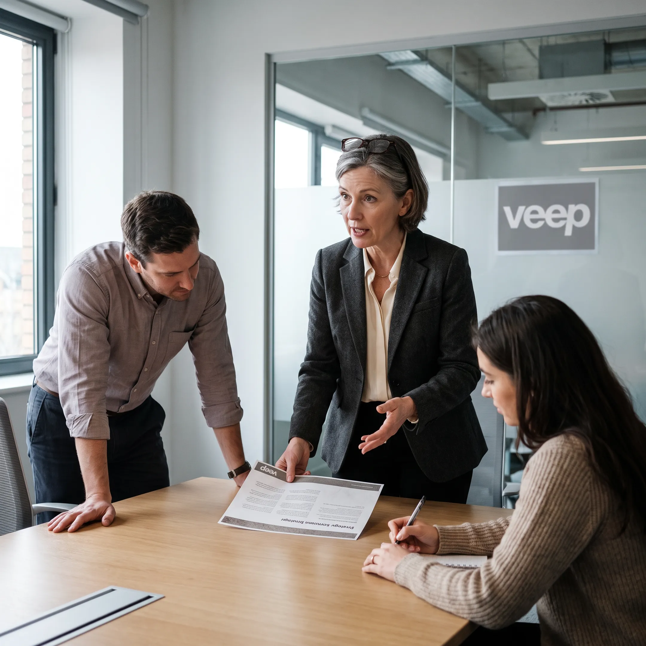 Senior executive leading a strategy meeting