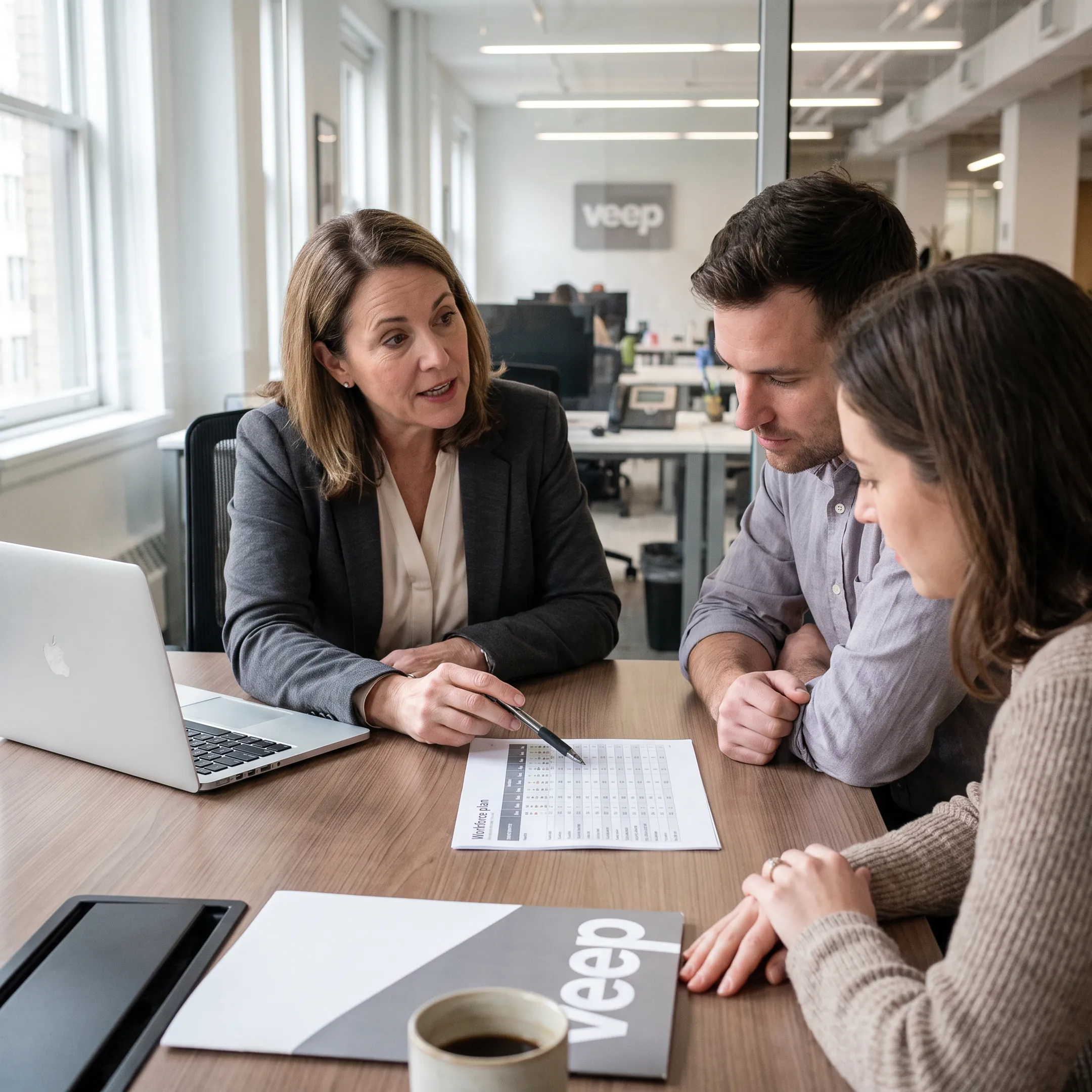 People operations consultant reviewing an organizational plan