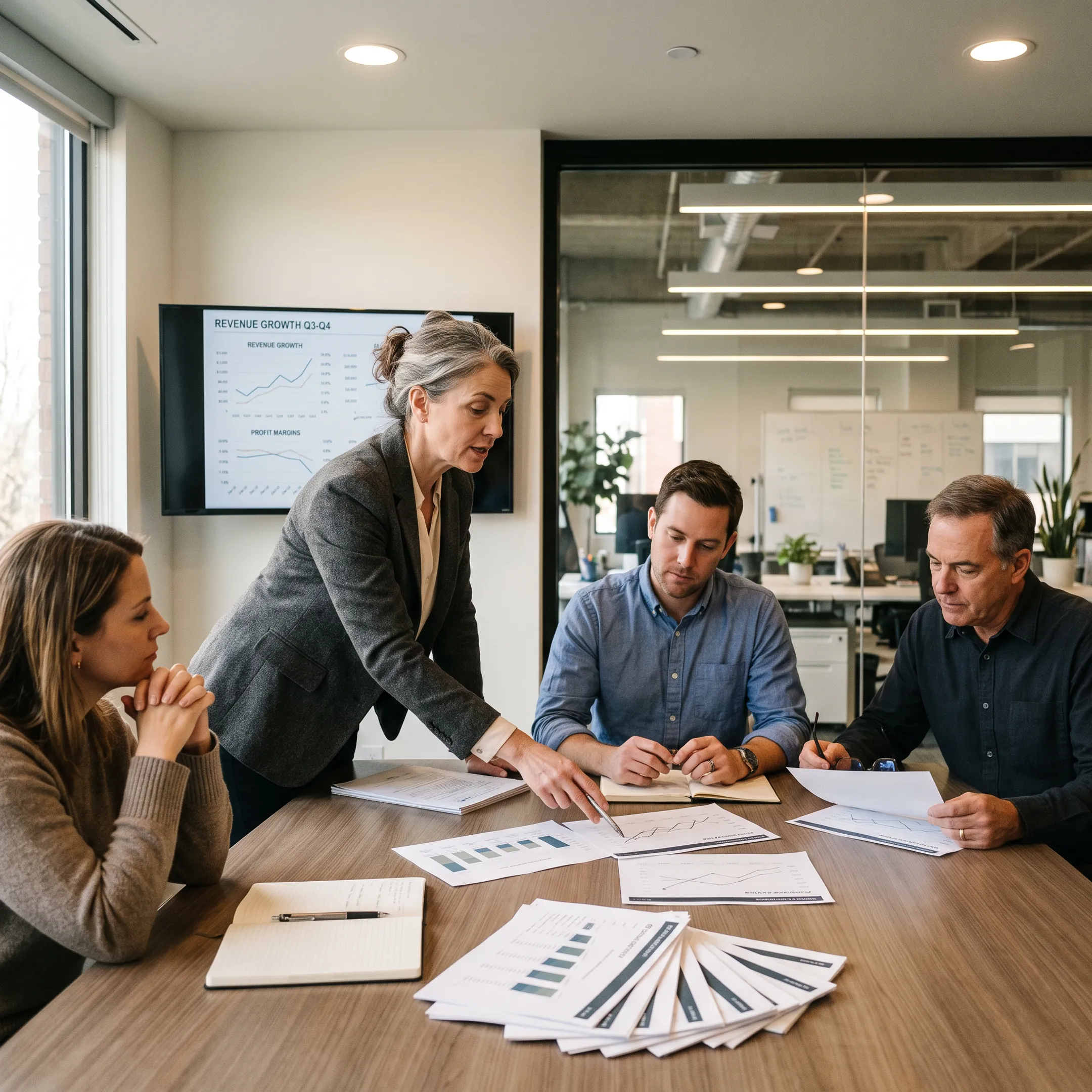 Fractional CFO presenting financial strategy to company leadership