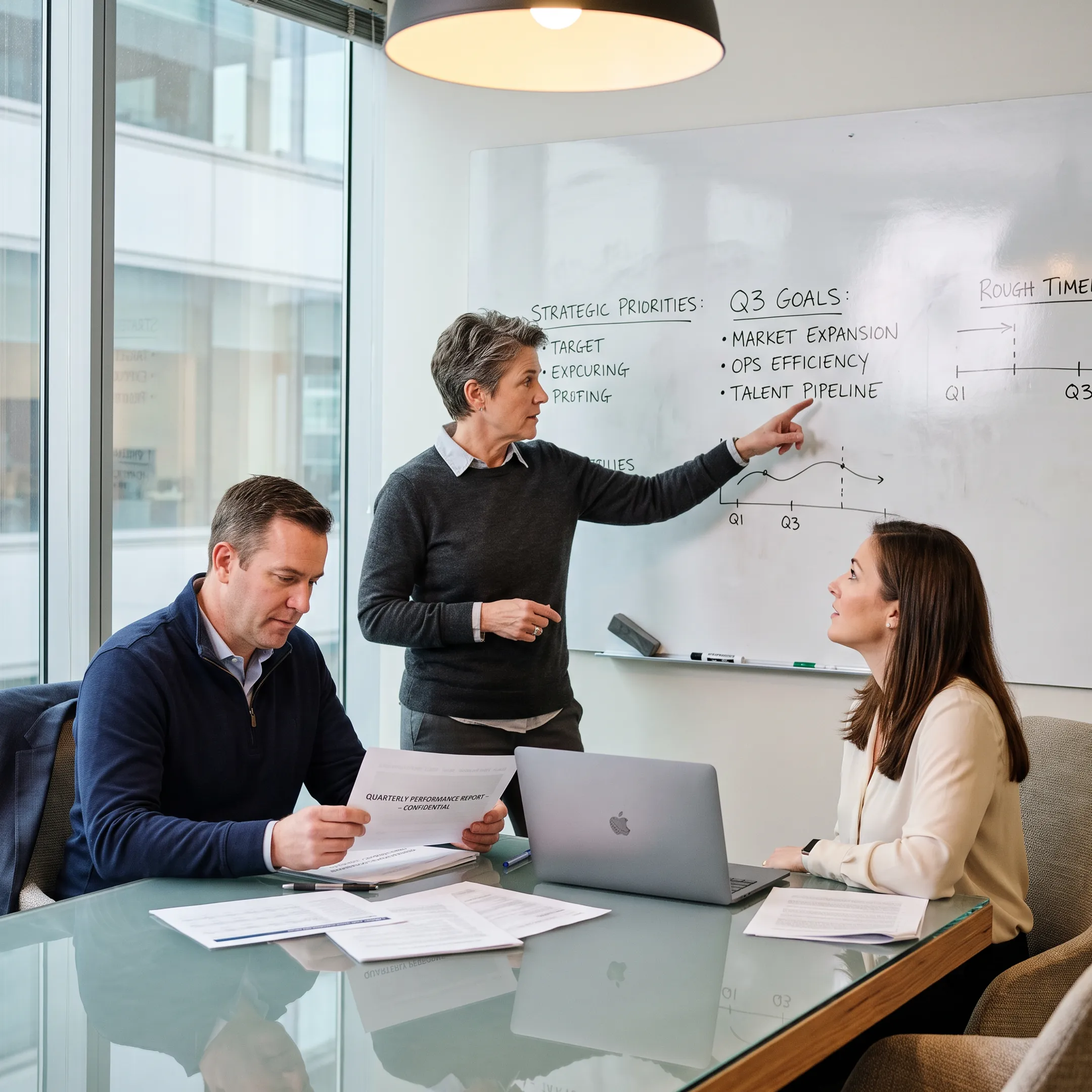 Operating partner leading a business planning session