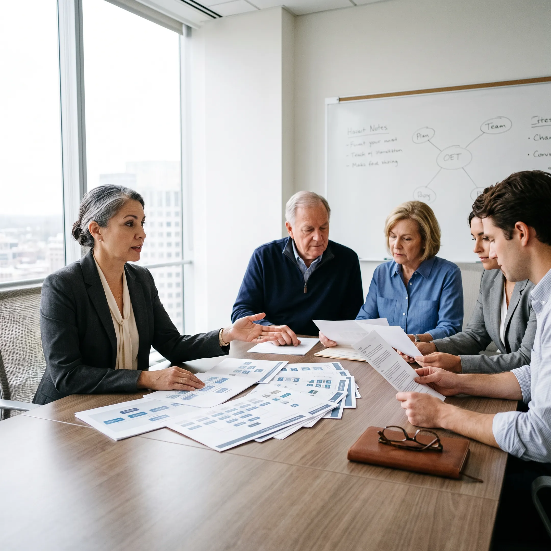 Consultant guiding family business succession discussion