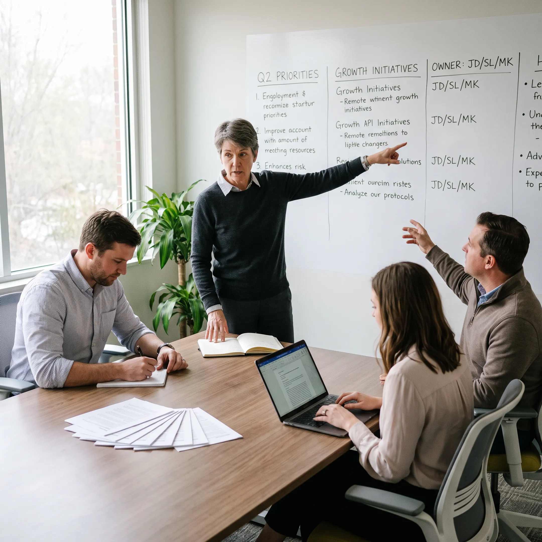 Operating partner leading a focused business planning session