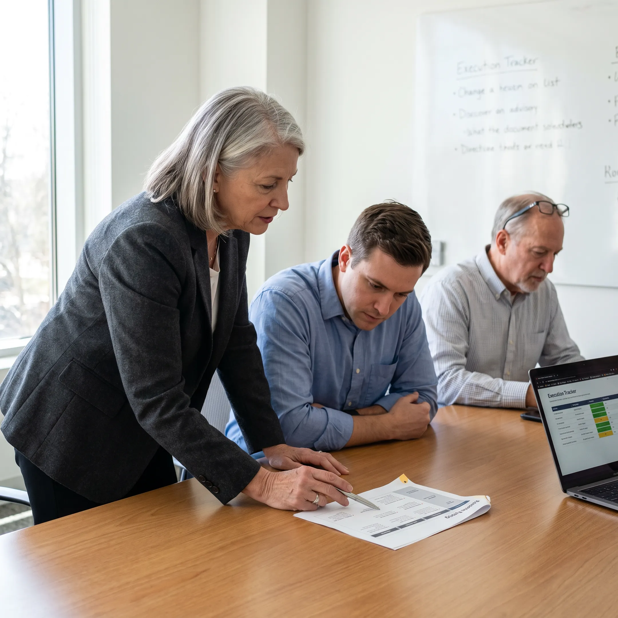 Operators and company leaders reviewing a strategic roadmap