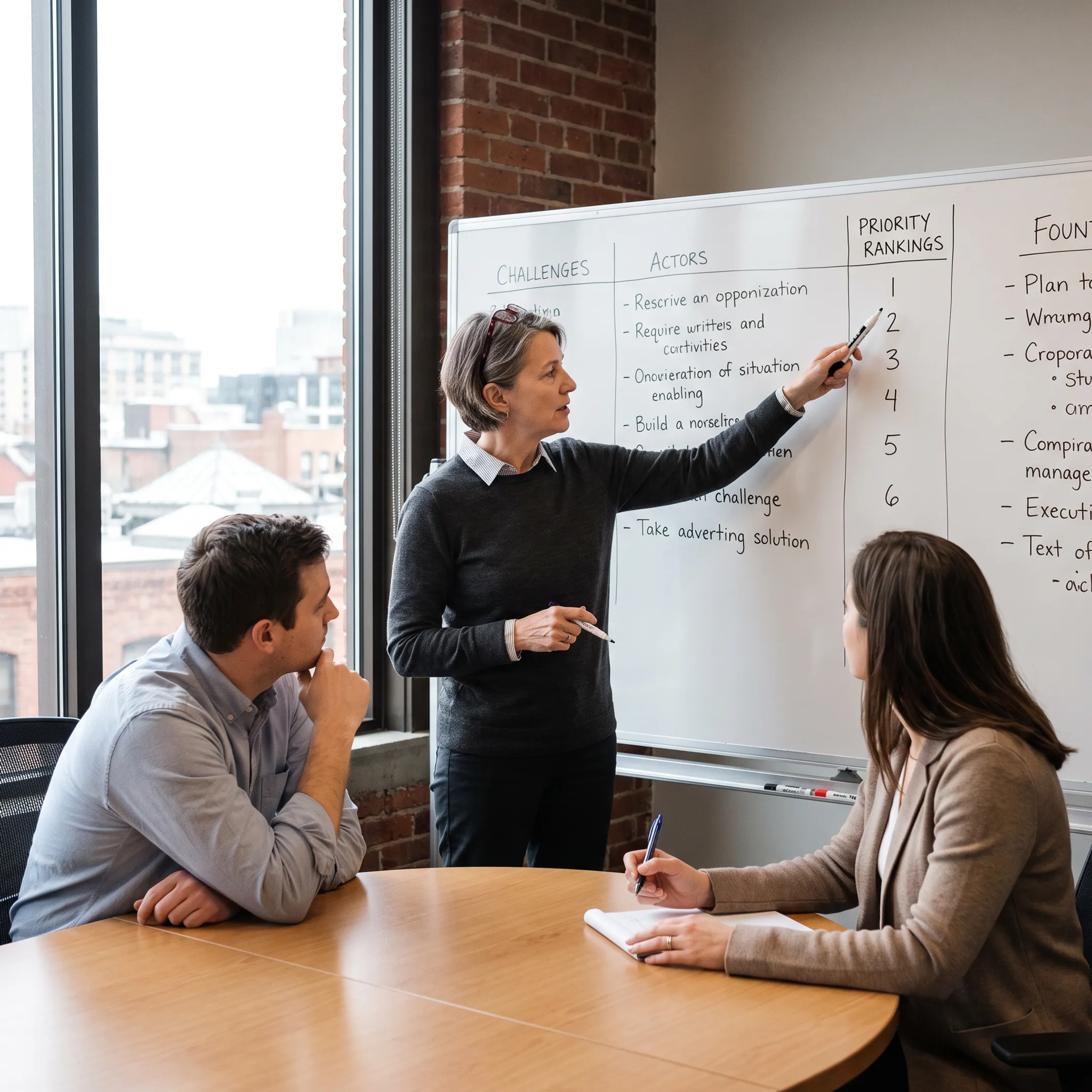 Operating partner working with a leadership team on business priorities