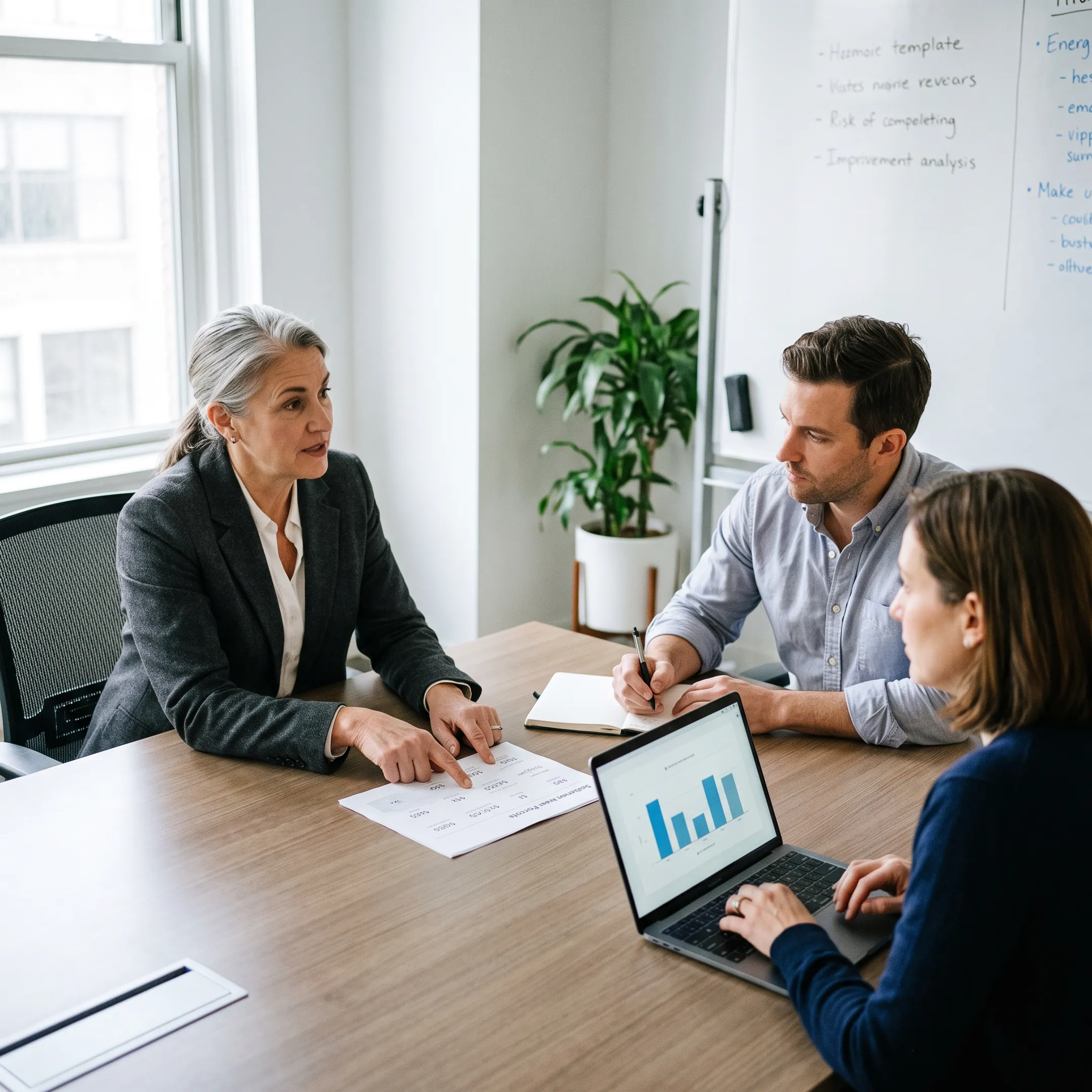 Operating partner leading a business strategy discussion