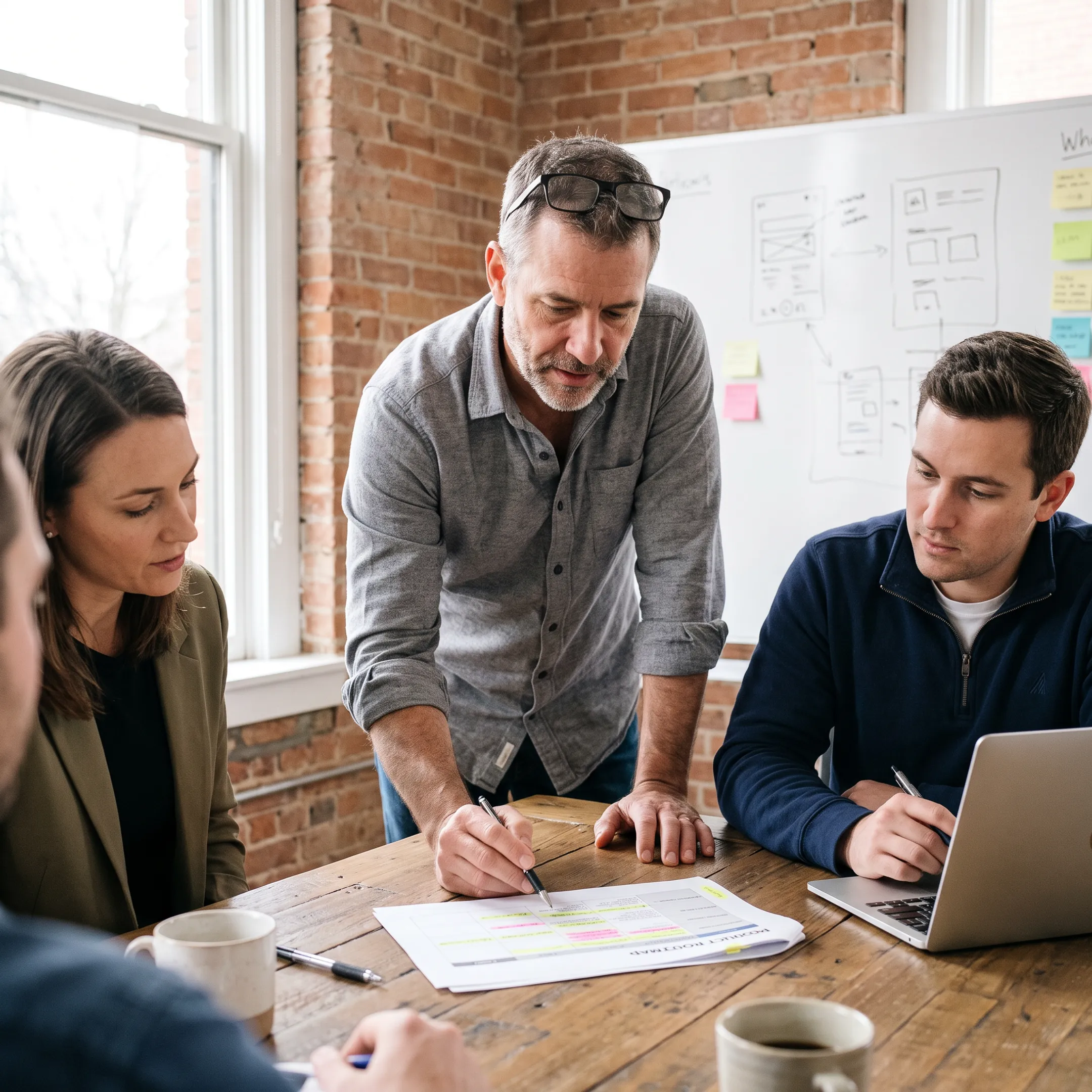 Fractional CTO collaborating with founders on a technology roadmap