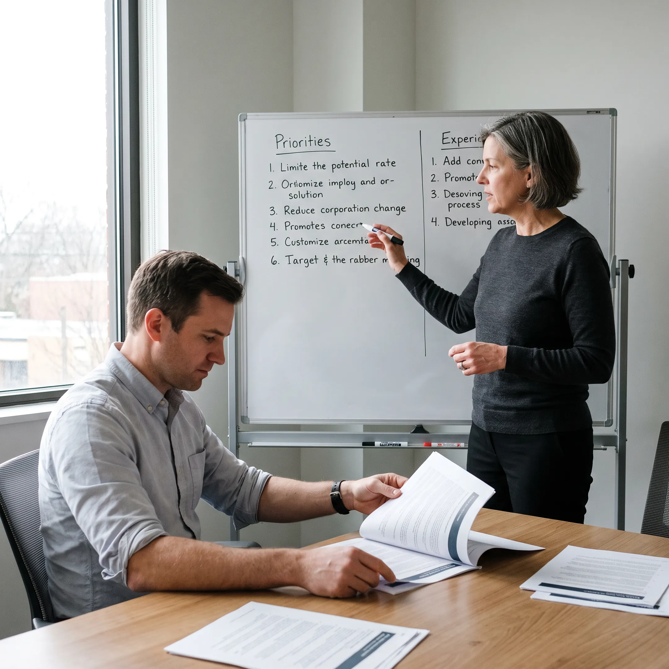 Operator planning business priorities with a founder