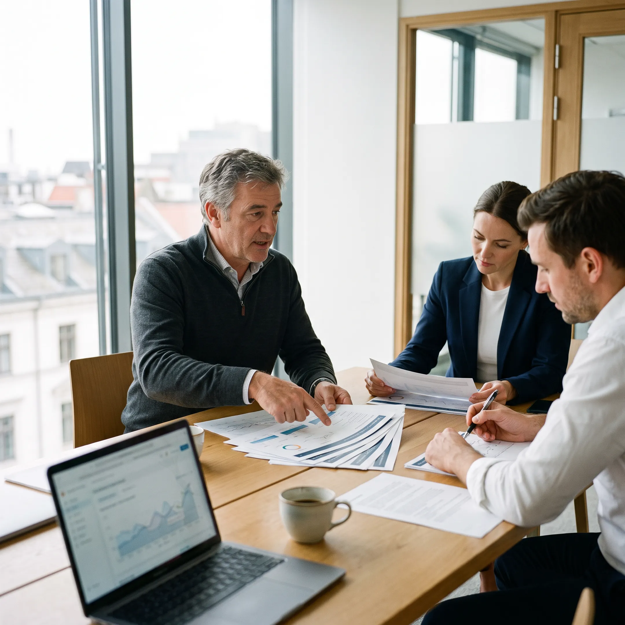 Operating partner leading a restructuring work session