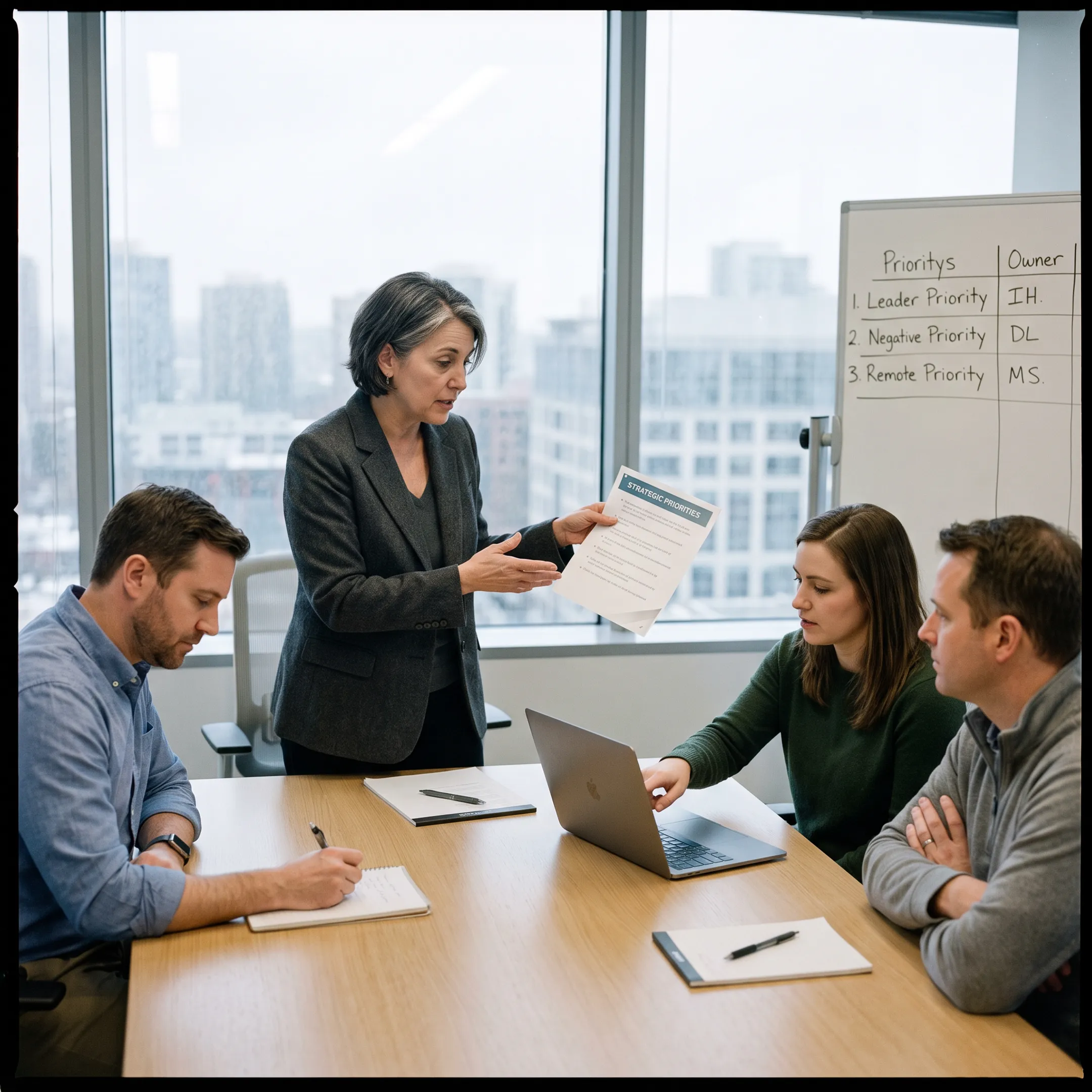 Business advisor leading a strategic planning discussion