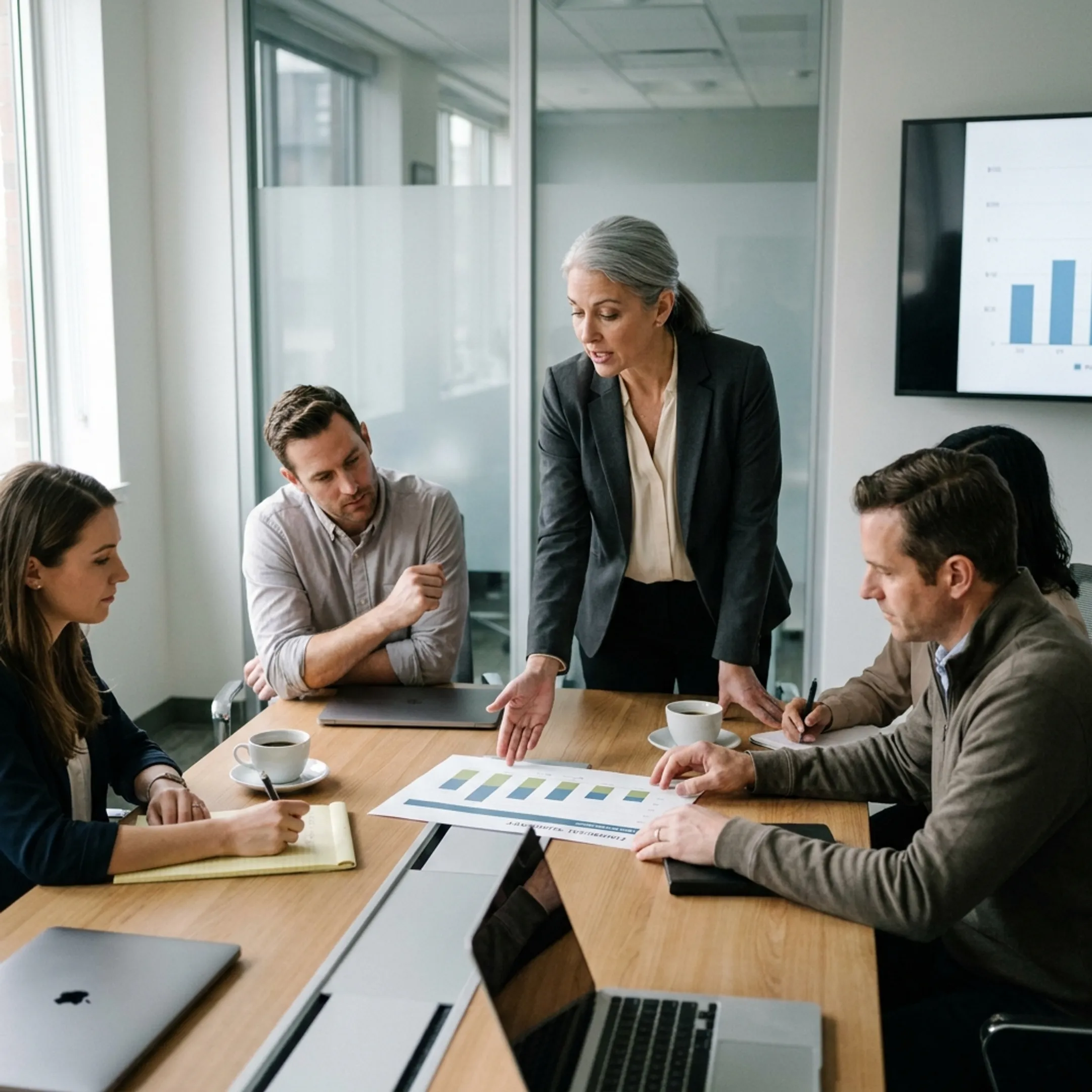 Fractional CFO presenting financial strategy to startup leadership