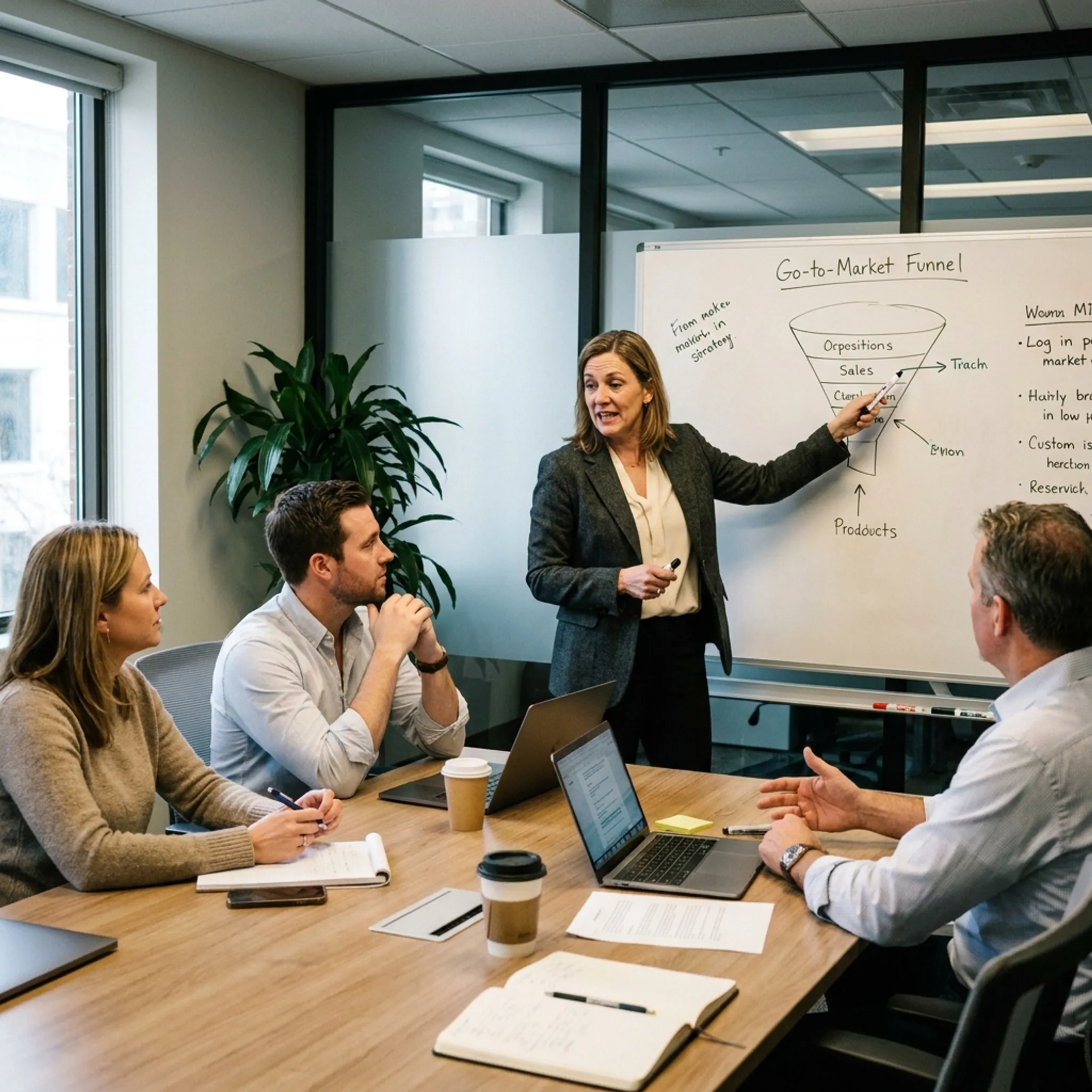 Fractional CMO leading a marketing strategy discussion