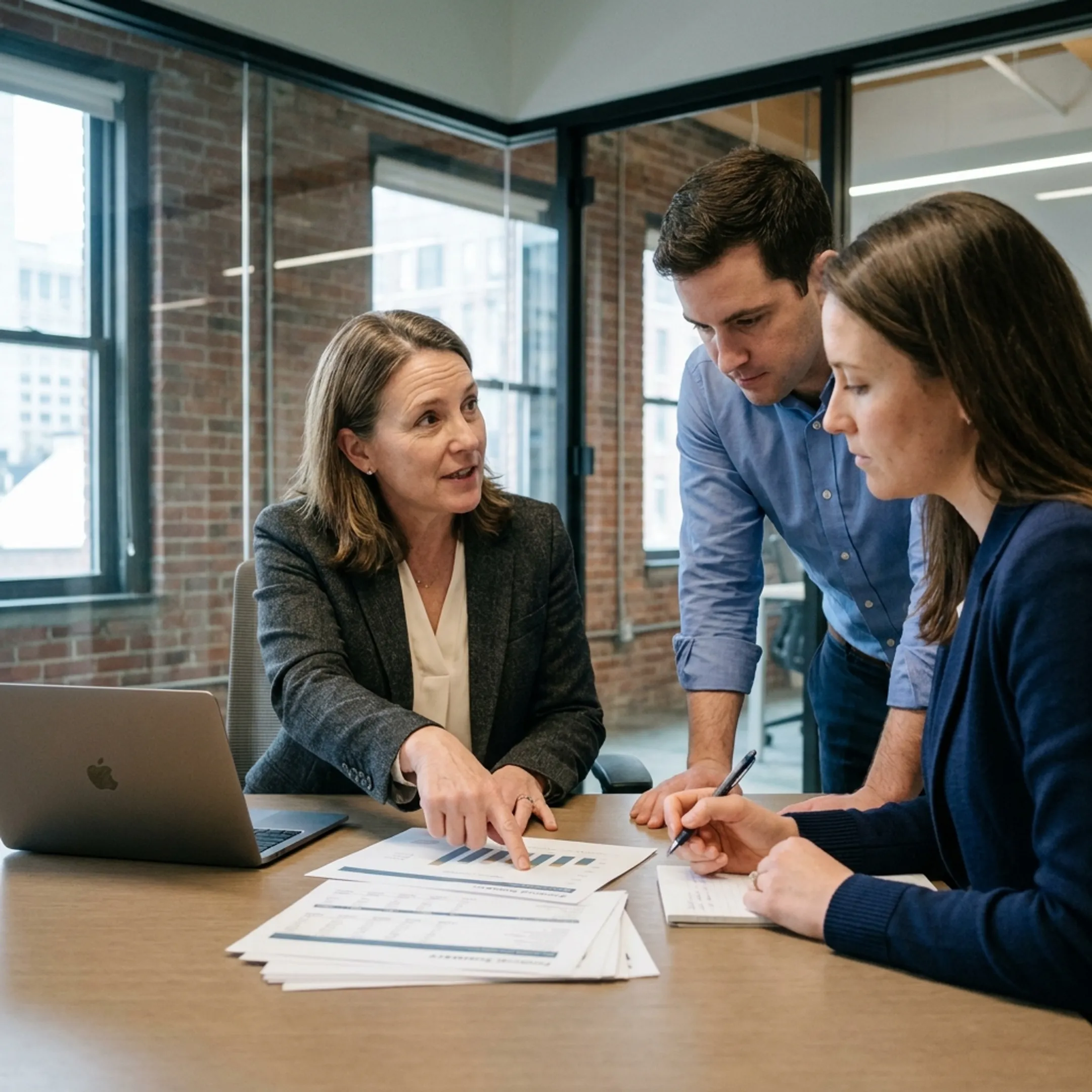 Fractional CFO presenting financial strategy to startup founders