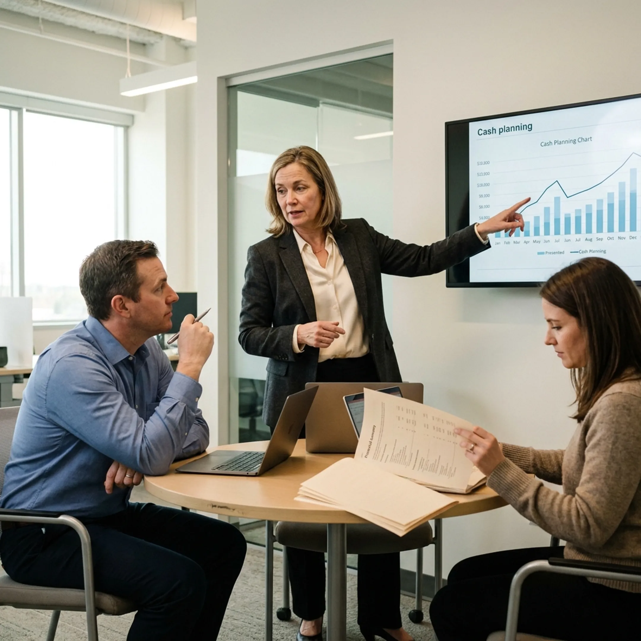 Fractional CFO presenting financial strategy to business leaders