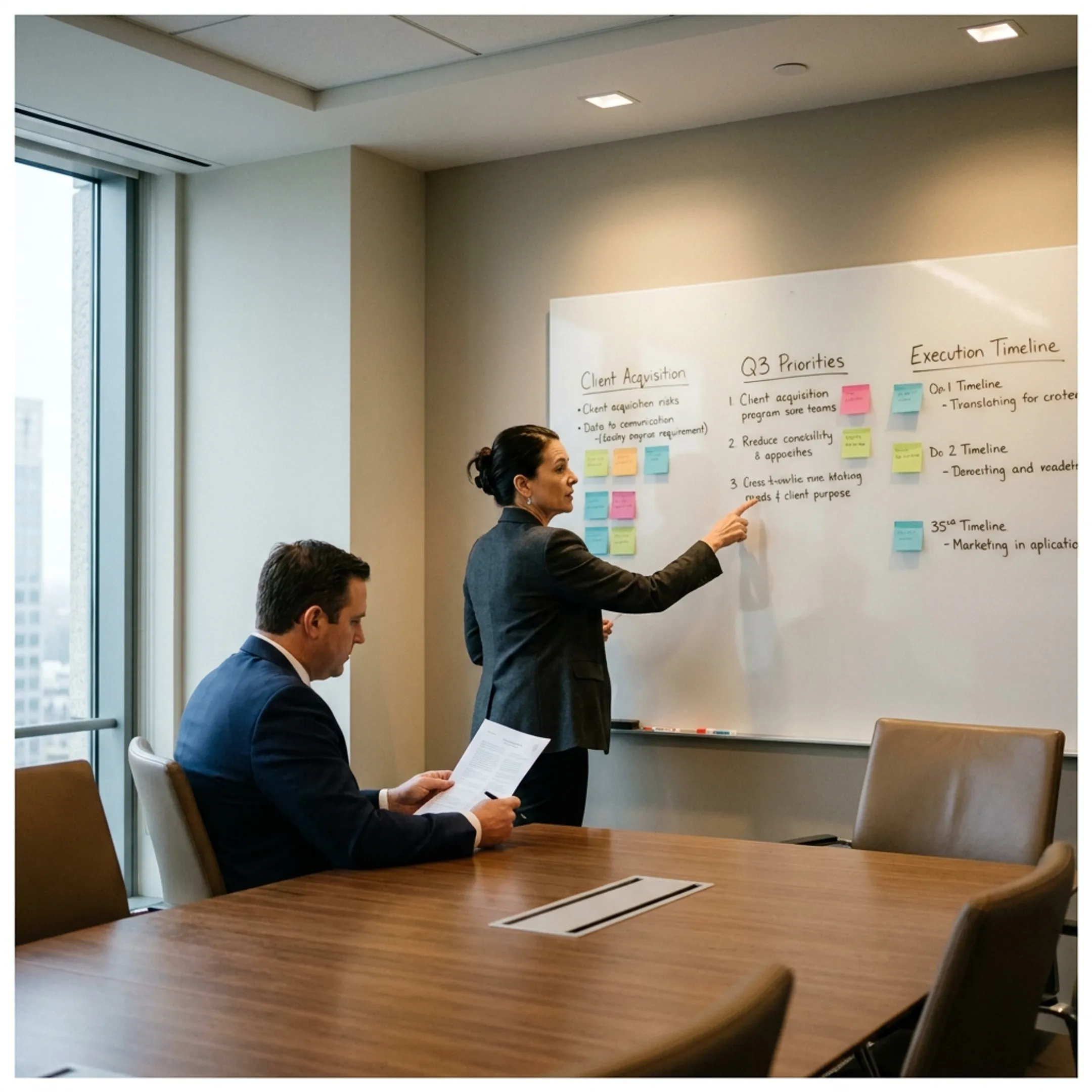 Marketing operator planning growth initiatives for a law firm