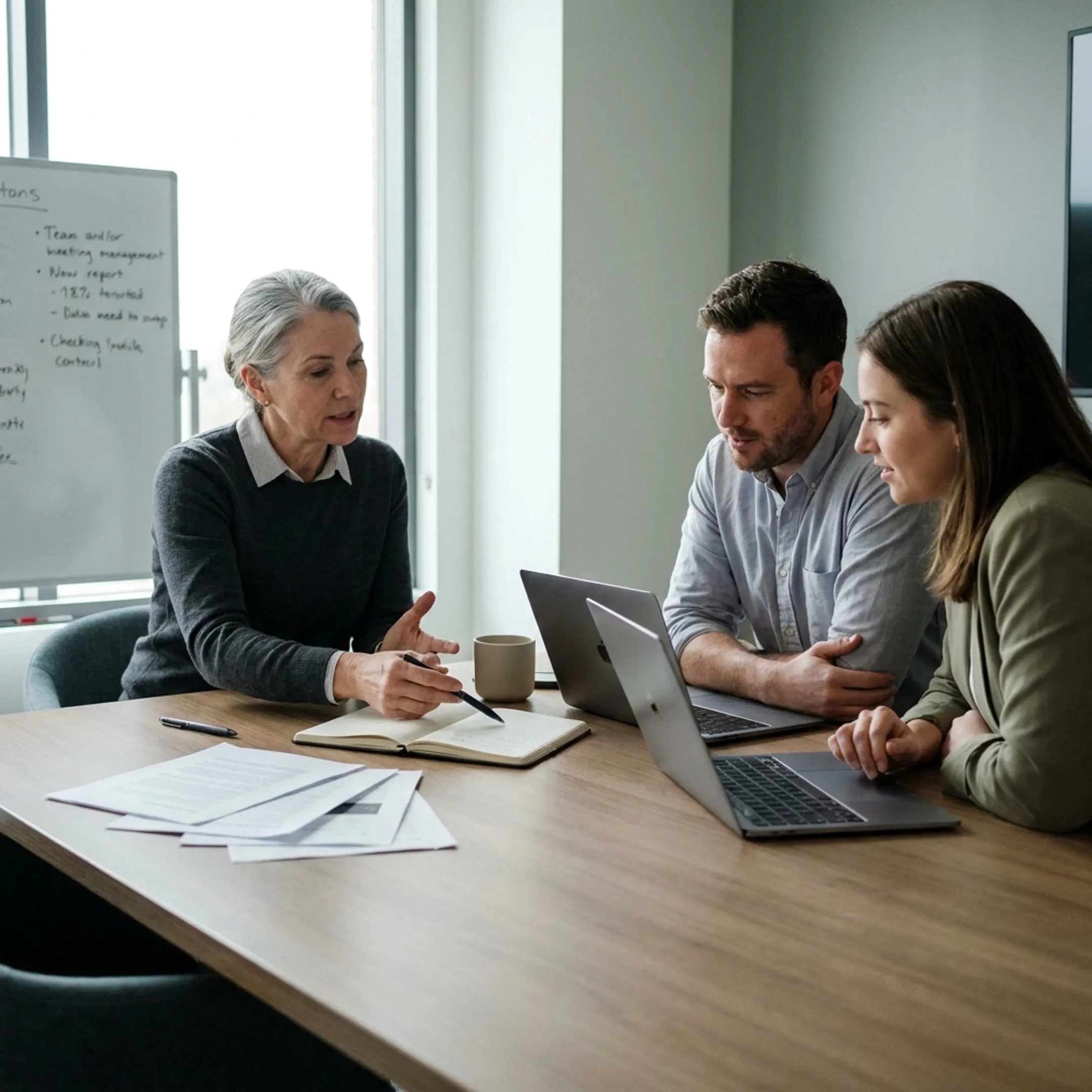 Startup operator leading a strategic planning session