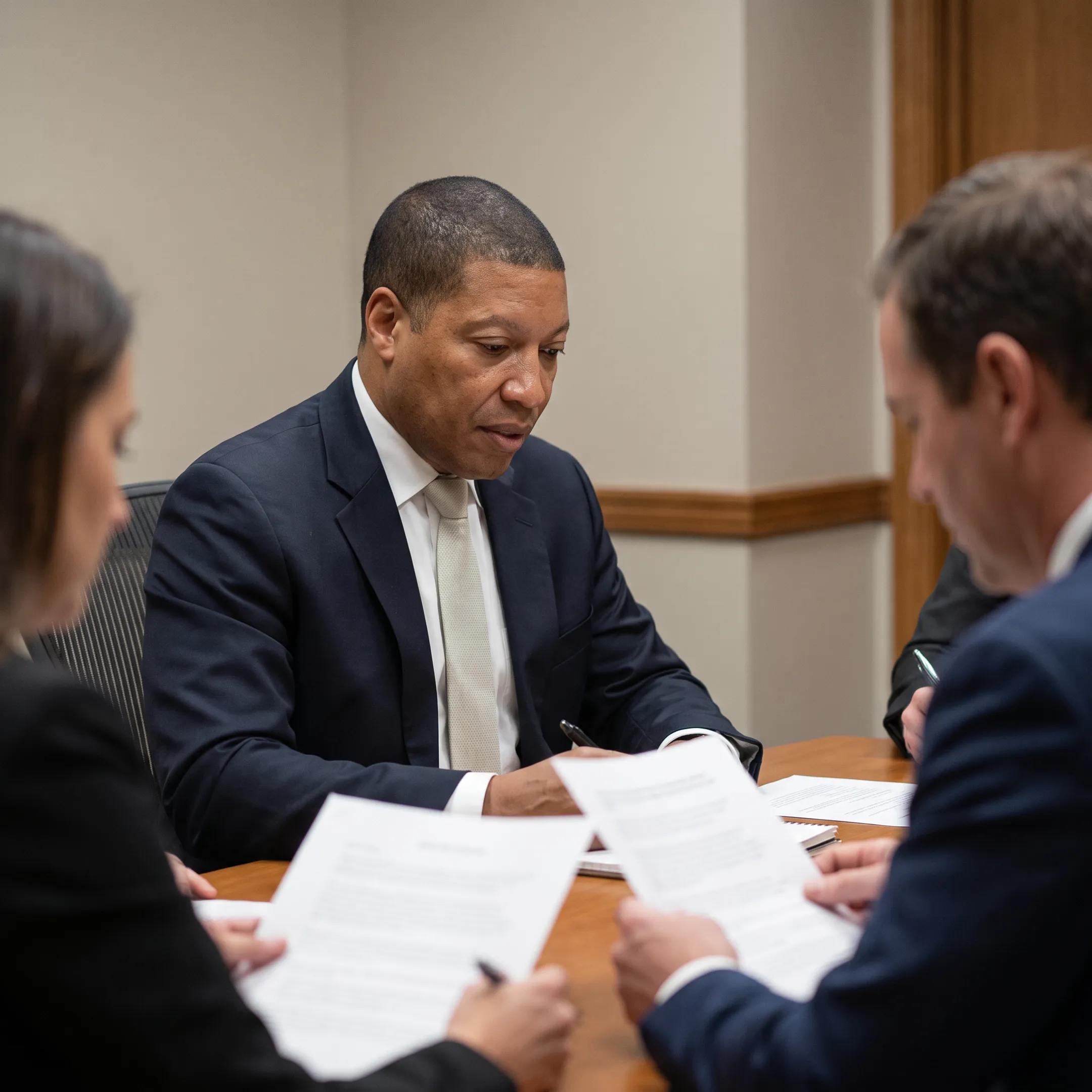 Senior operator leading a strategic business discussion
