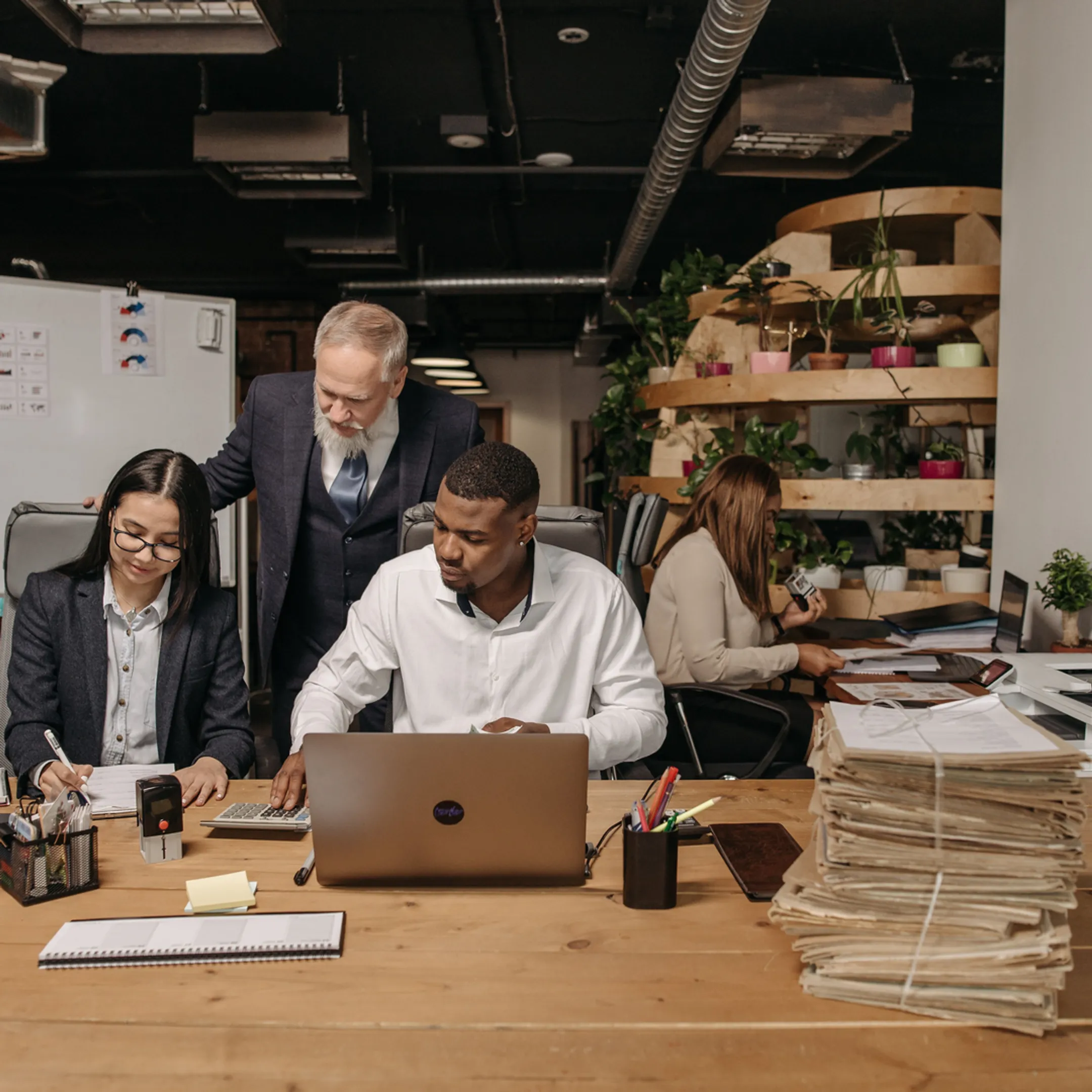 Growth advisor reviewing company priorities with an executive team