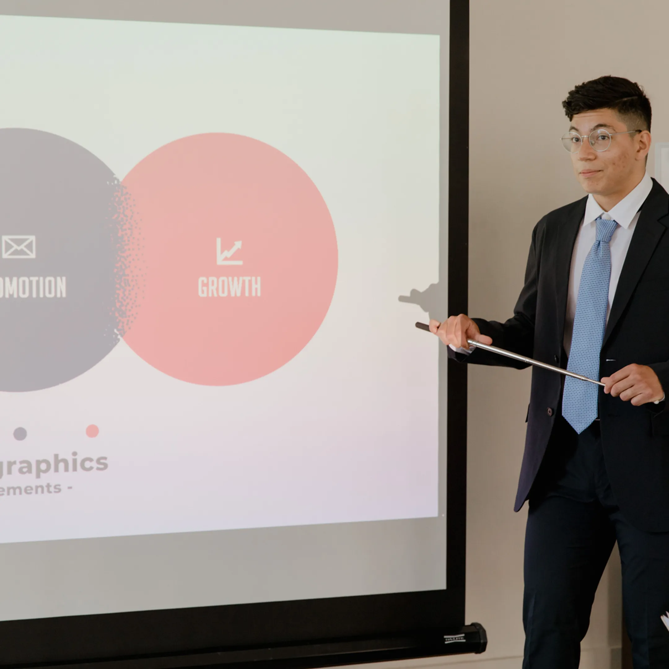 Finance operator presenting strategic analysis to company leadership