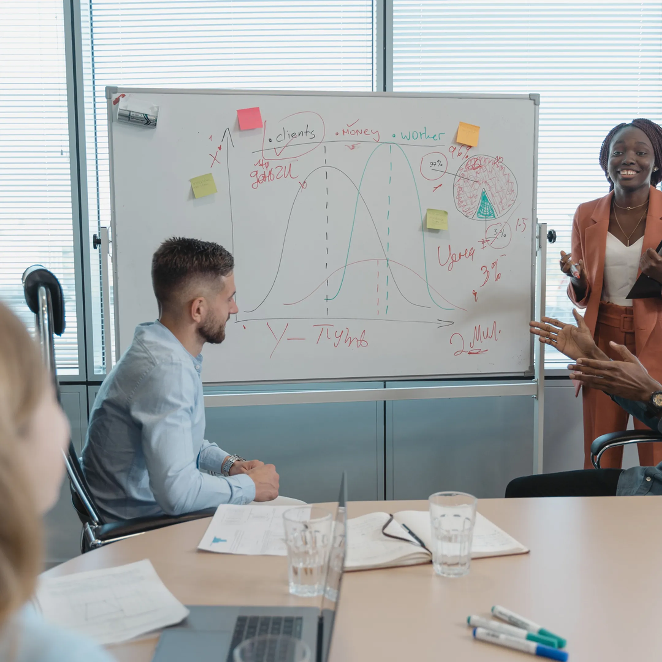 Senior interim executive collaborating with a startup leadership team
