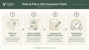 4-step life insurance claim filing process from notification to payout