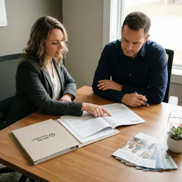 Advisor explaining employee life insurance plans