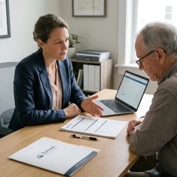 Advisor explaining final expense application steps