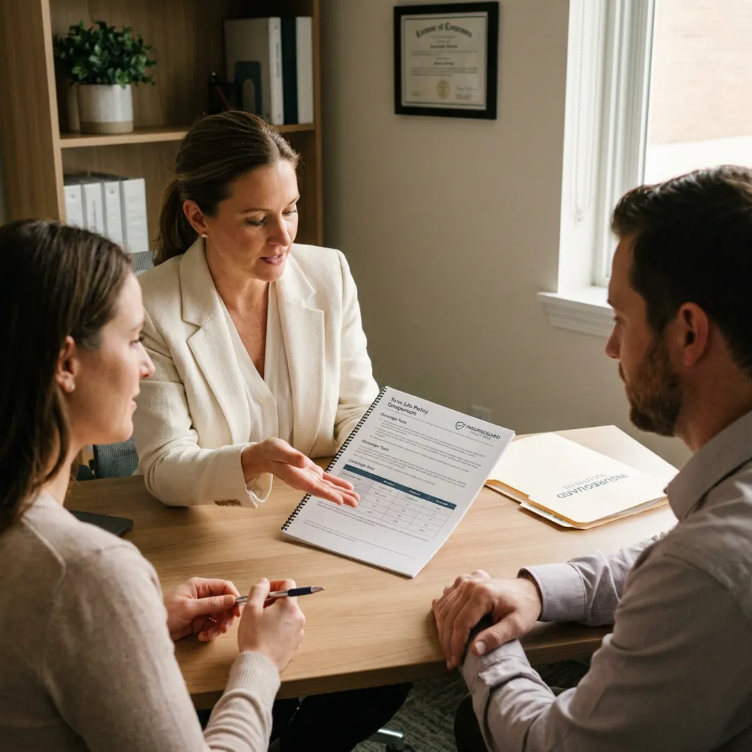 Advisor explaining term life insurance coverage options