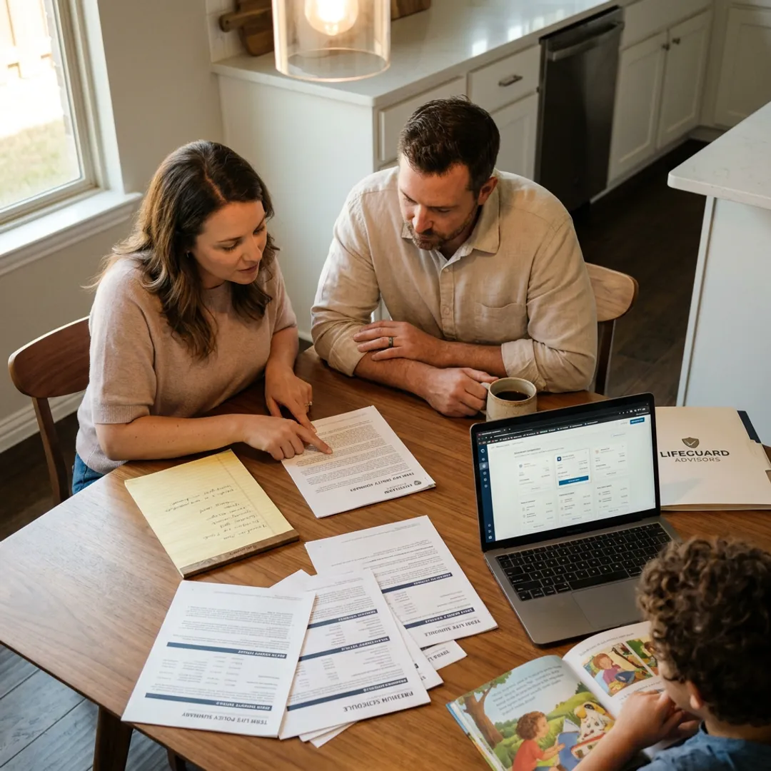 Katy family reviewing term life insurance options
