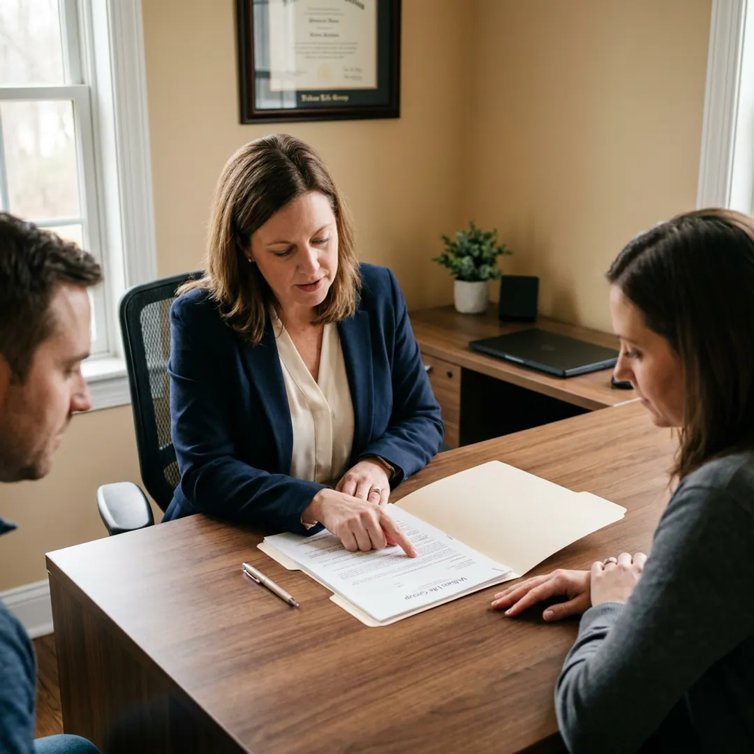Licensed life insurance advisor reviewing coverage options with a family