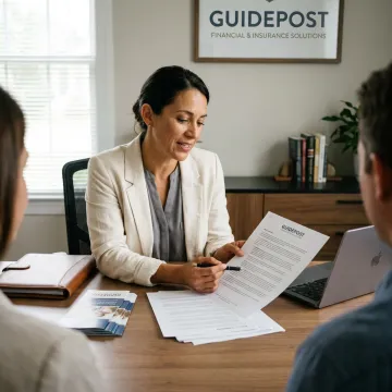 Insurance advisor organizing claim and policy documents