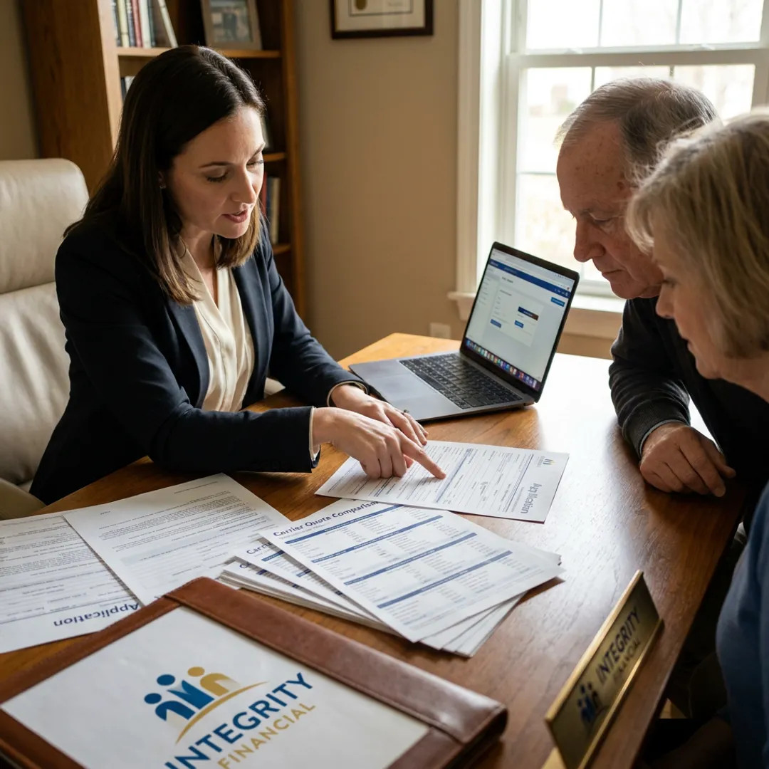 Insurance advisor guiding a client through final expense application steps
