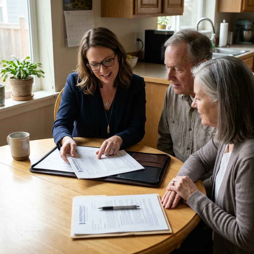 Advisor helping an Oregon family review final expense insurance options
