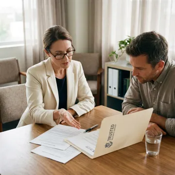 Insurance advisor explaining life insurance options
