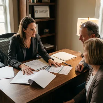 Advisor explaining burial insurance coverage