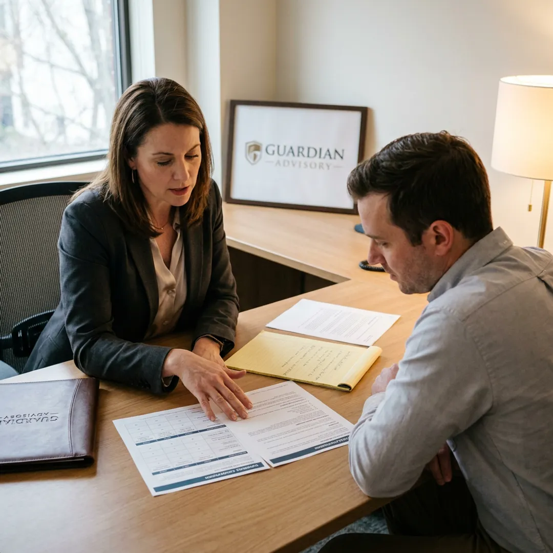 Advisor explaining life insurance policy options