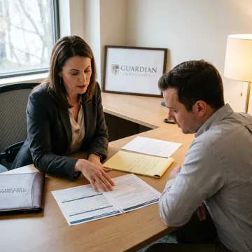 Advisor explaining life insurance policy options