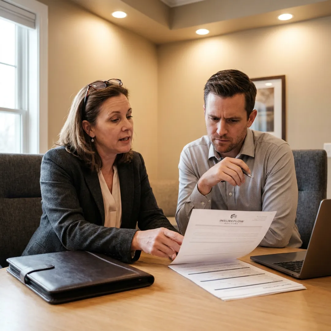 Insurance advisor guiding a family