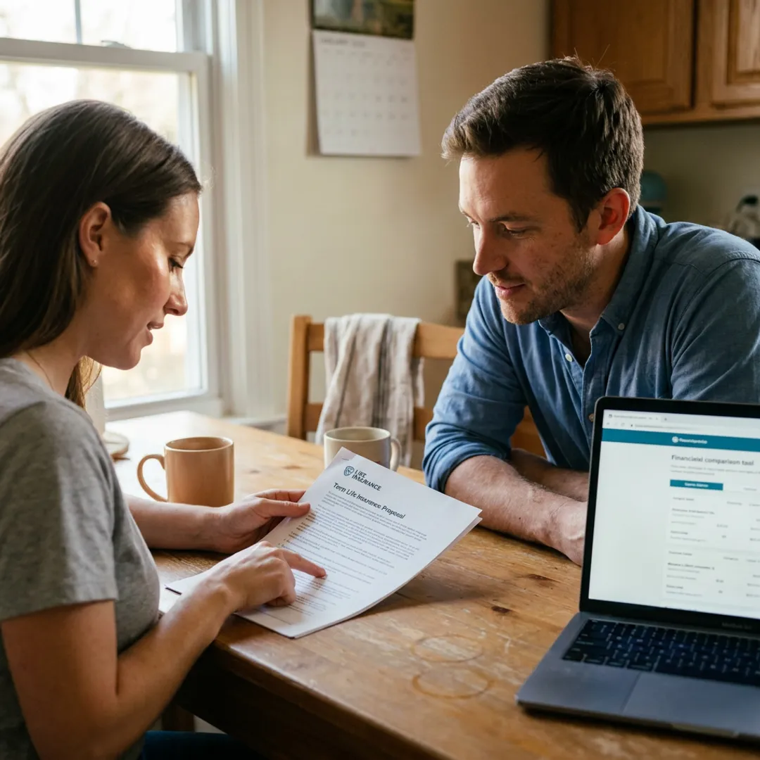 Michigan family reviewing term life insurance options